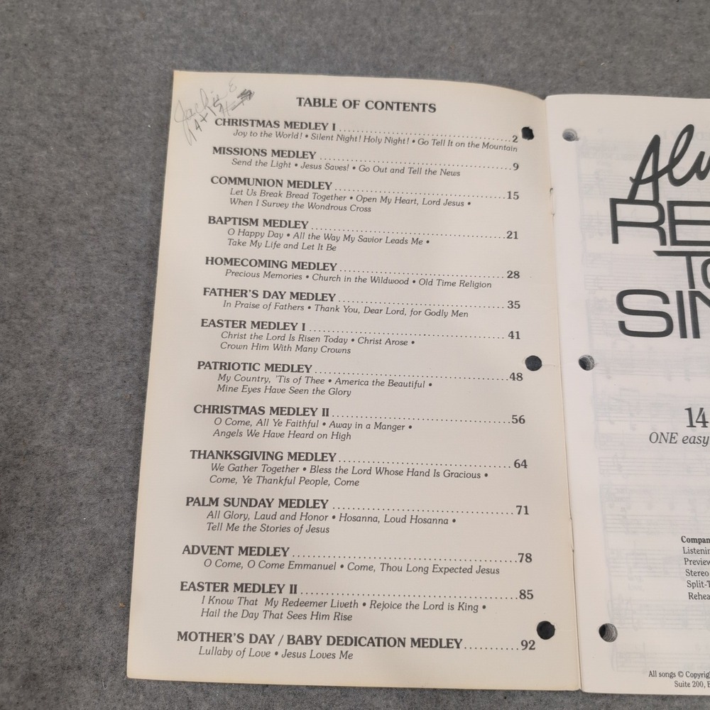 Always Ready To Sing 14 Special Occasion Medleys Russell Mauldin Easy SATB - Picture 2 of 3